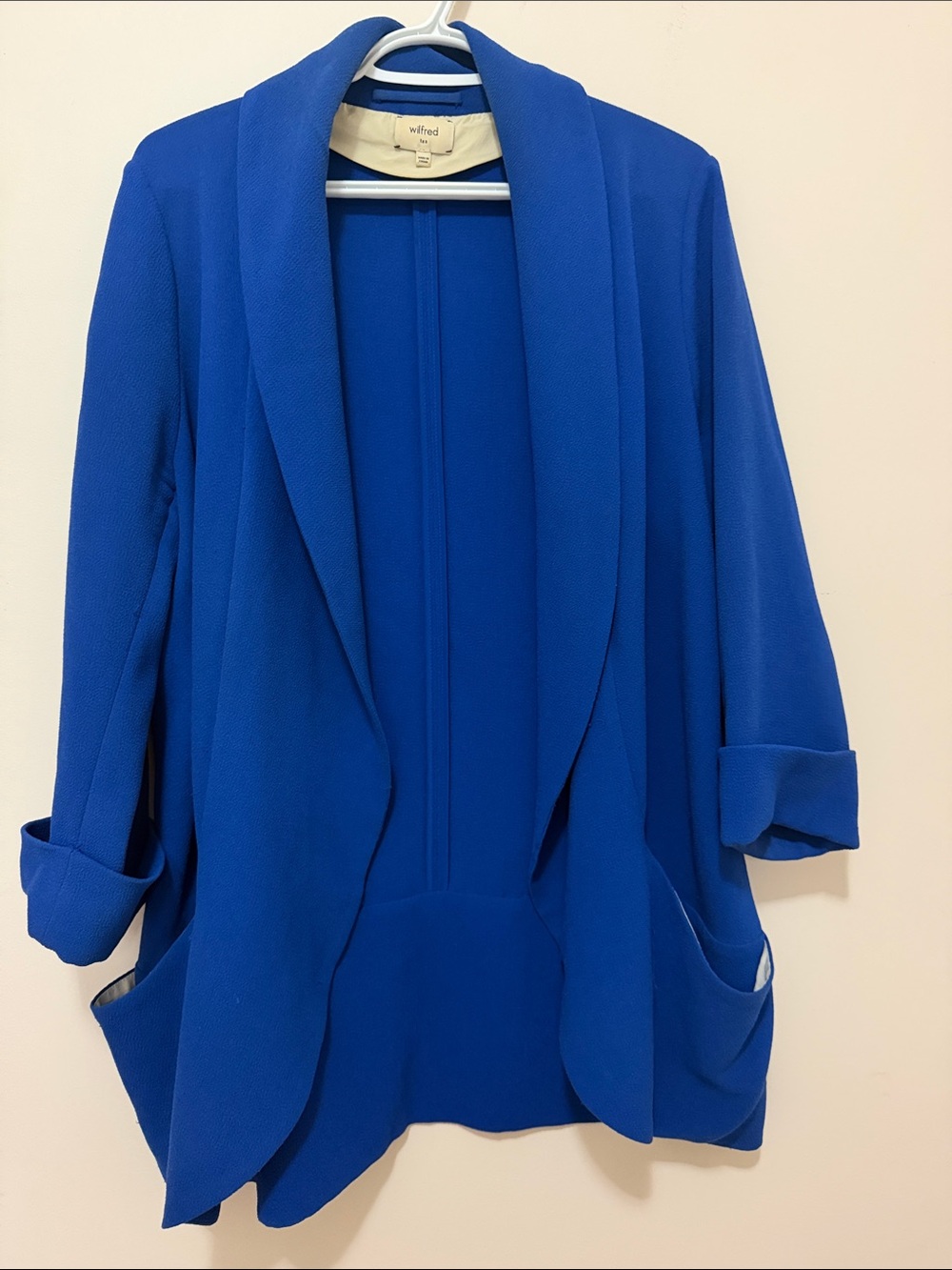 Wilfred Cobalt Blue Draped Open Blazer Jacket